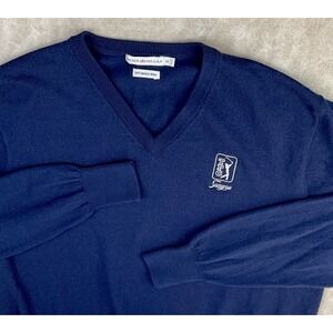 Peter Millar Sawgrass TPC Sweater V-Neck Golf 100% Merino Wool Pullover Men Sz M